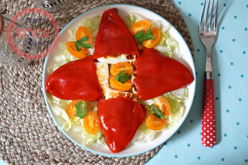 Halloumi Cheese Filled Roasted Red Pepper Recipe - Turkish 