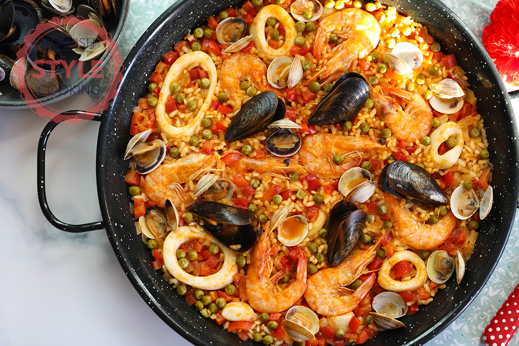 Seafood Paella Recipe | Turkish Style Cooking