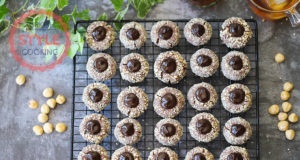 Chocolate and Hazelnut Thumbprint Cookies